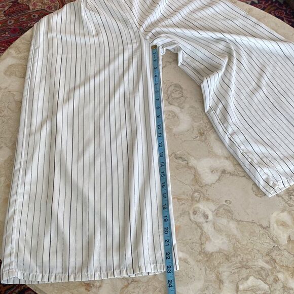 Design Lab White Black Pinstripe Wide Leg Pants - Picture 13 of 13